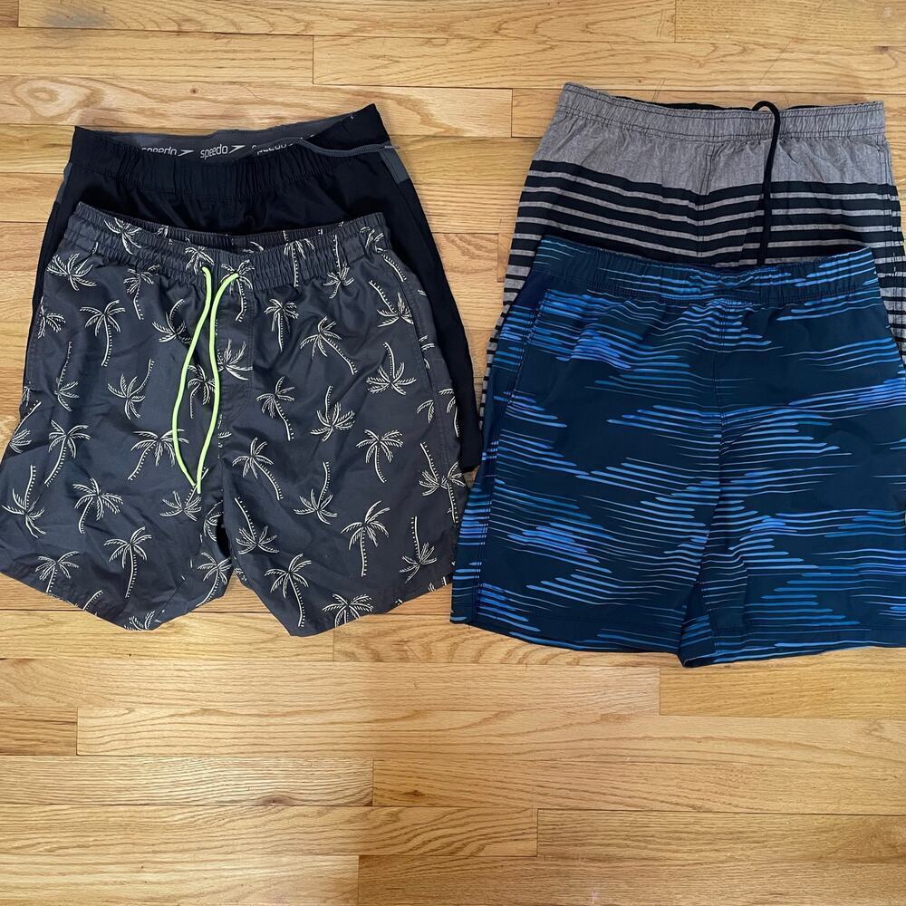 4 pairs men’s swim trunks S and M Speedo Old Navy Kirkland
